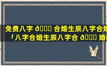 免费八字 🍁 合婚生辰八字合婚「八字合婚生辰八字合 🍁 婚81课免费」